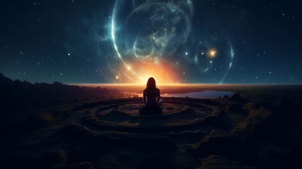 1167 - iarte_Image_Ilustration_of_young_woman_sit_on_earth_and_watch_b_21d5d4e9-30c5-40e5-95a0-7db03e5488bd